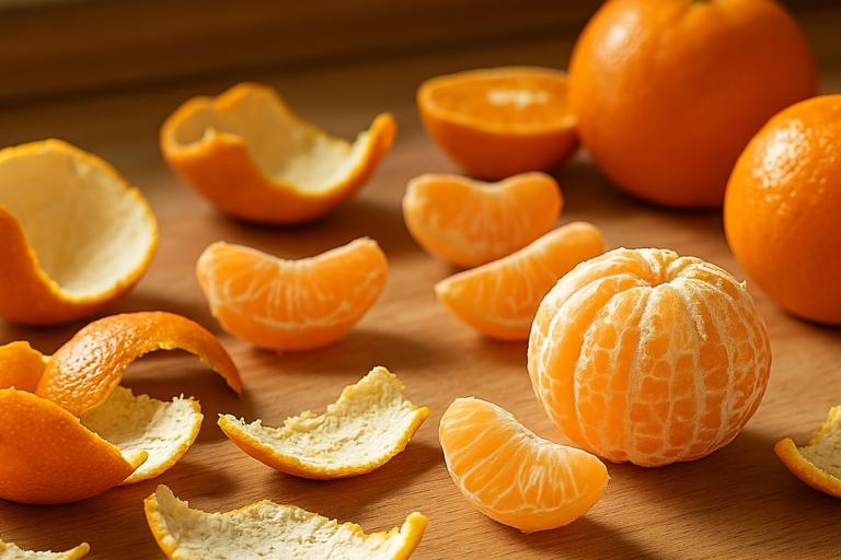 Мандариновые корочки и очищенные мандарины