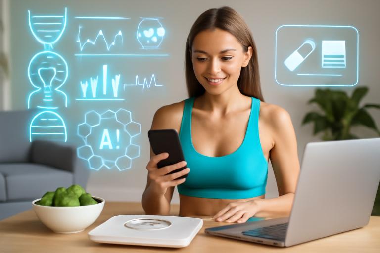 Девушка отслеживает похудение с  помощью ии