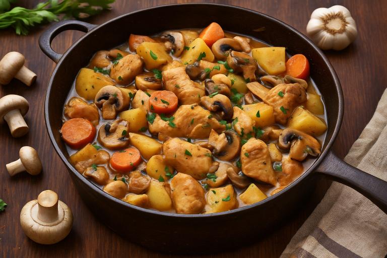 Жаркое из курицы с грибами