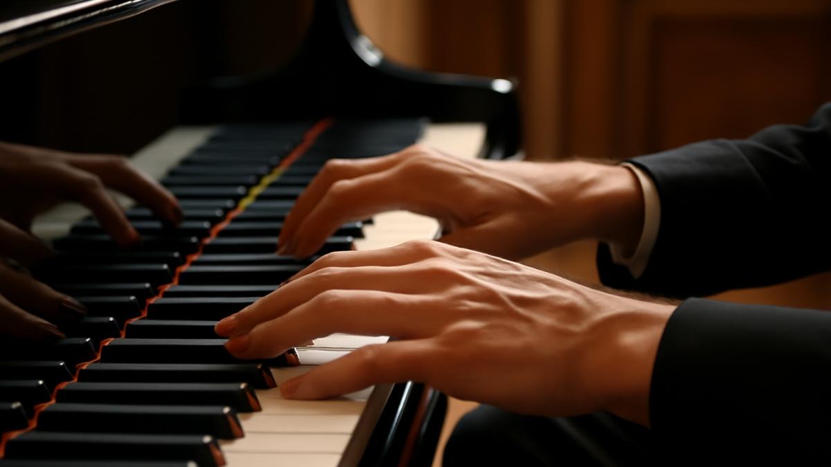 Руки пианиста на фортепиано