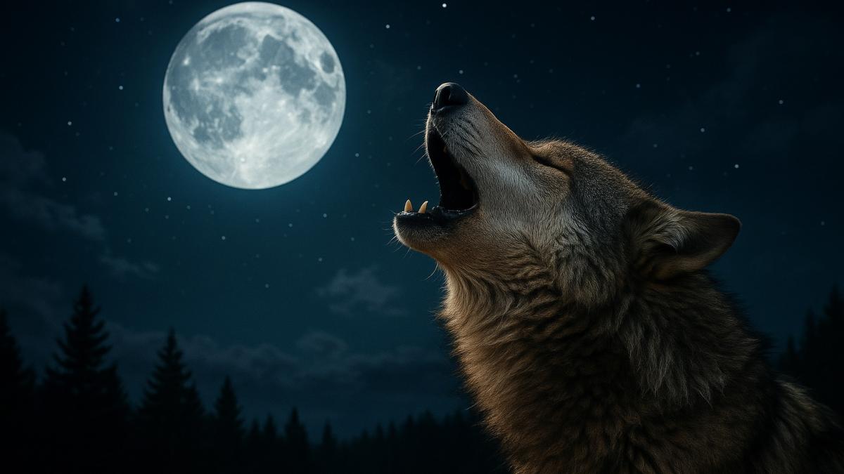 Волк воет на луну