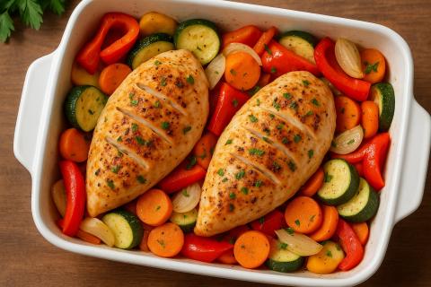 Секреты лёгкого ужина: простые советы и рецепт курицы с овощами на противне