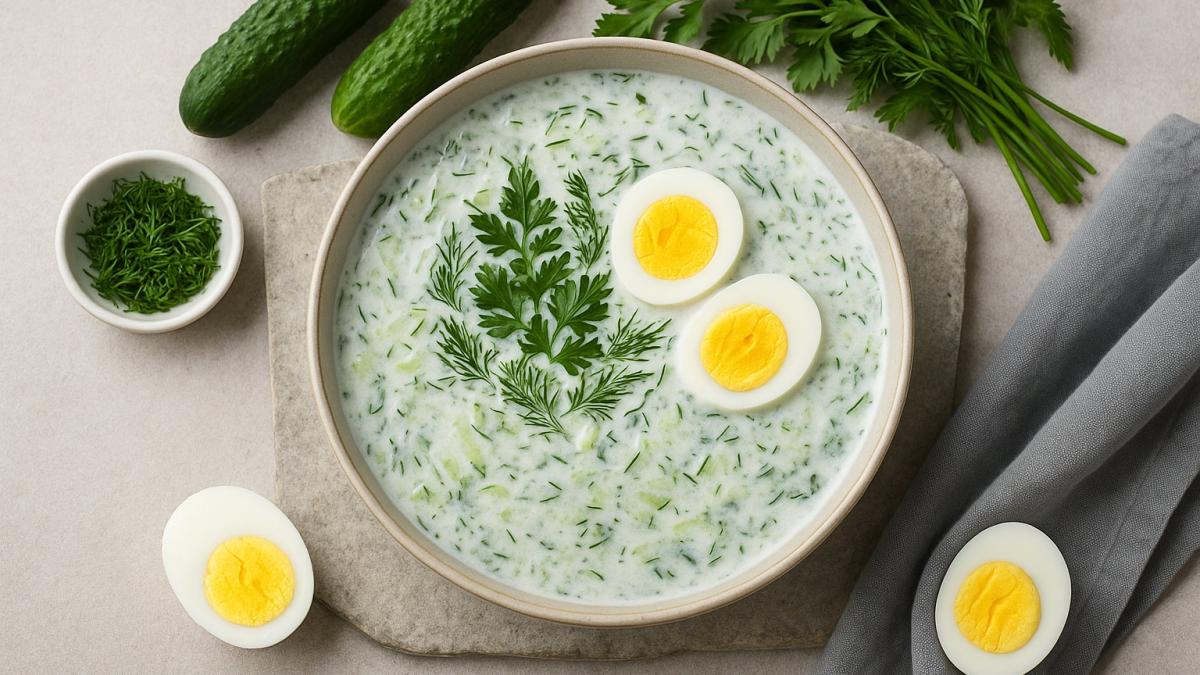 Холодный суп из огурцов и кефира