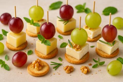 Канапе с сыром и виноградом