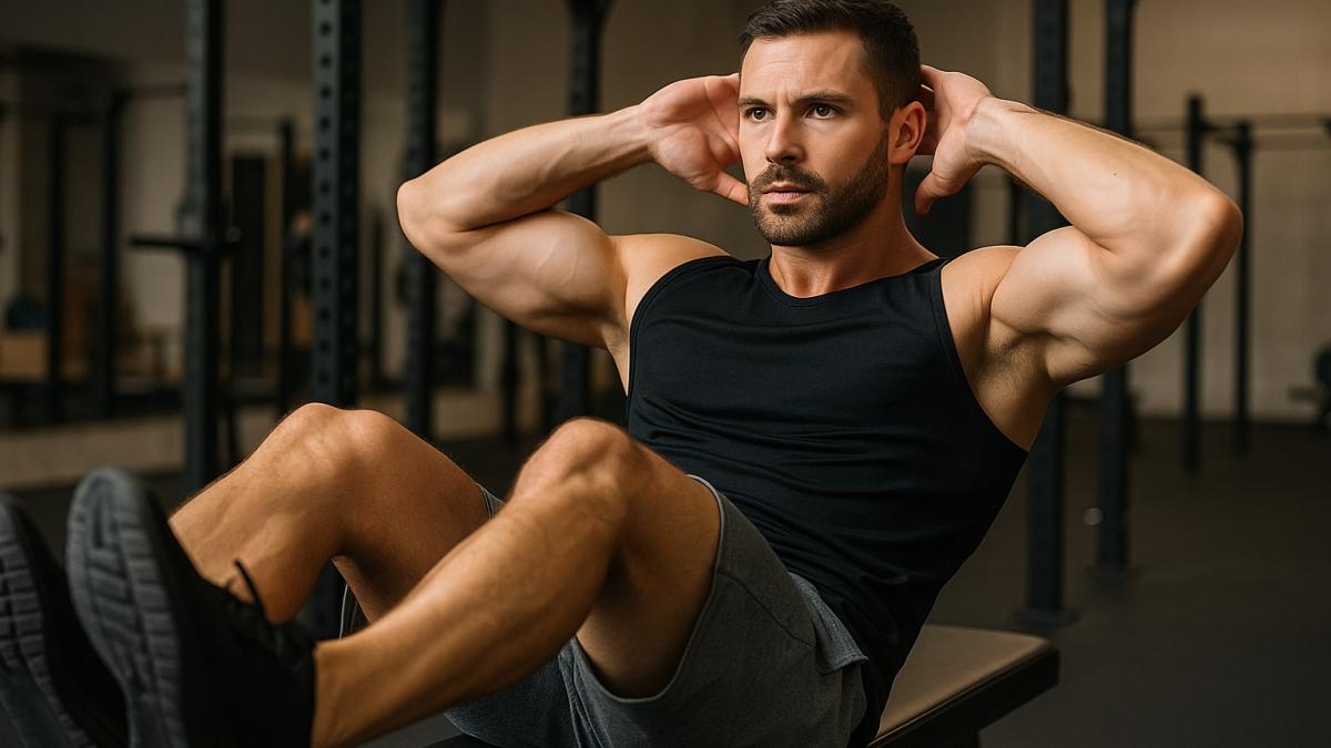 Мужчина на тренировке в спортзале