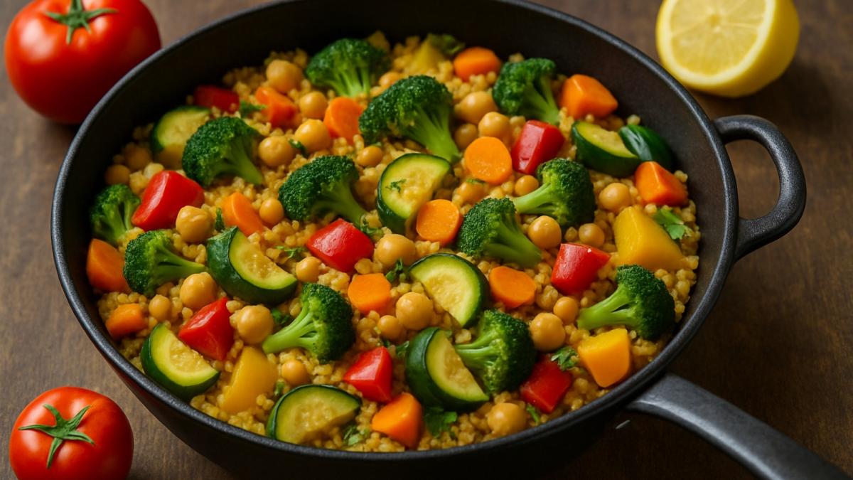 Кускус с овощами на сковороде