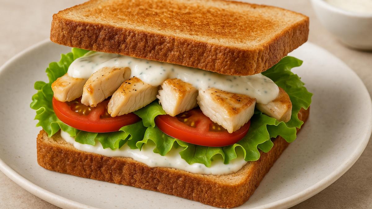Сэндвич с курицей и йогуртовым соусом