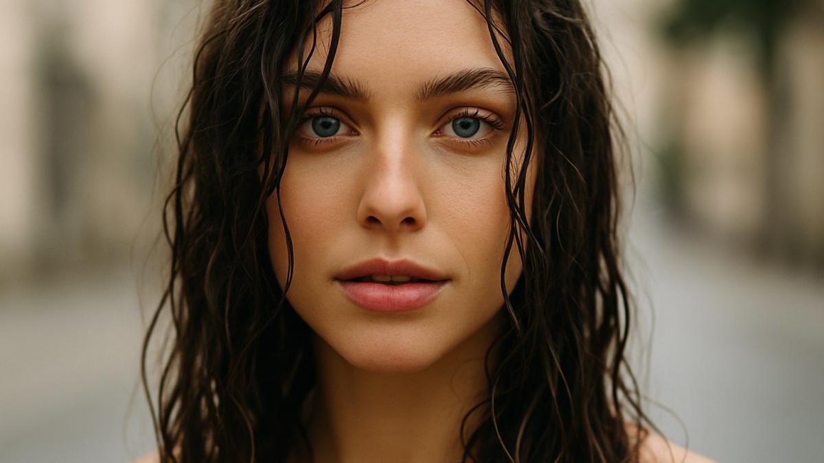 Девушка с влажными локонами