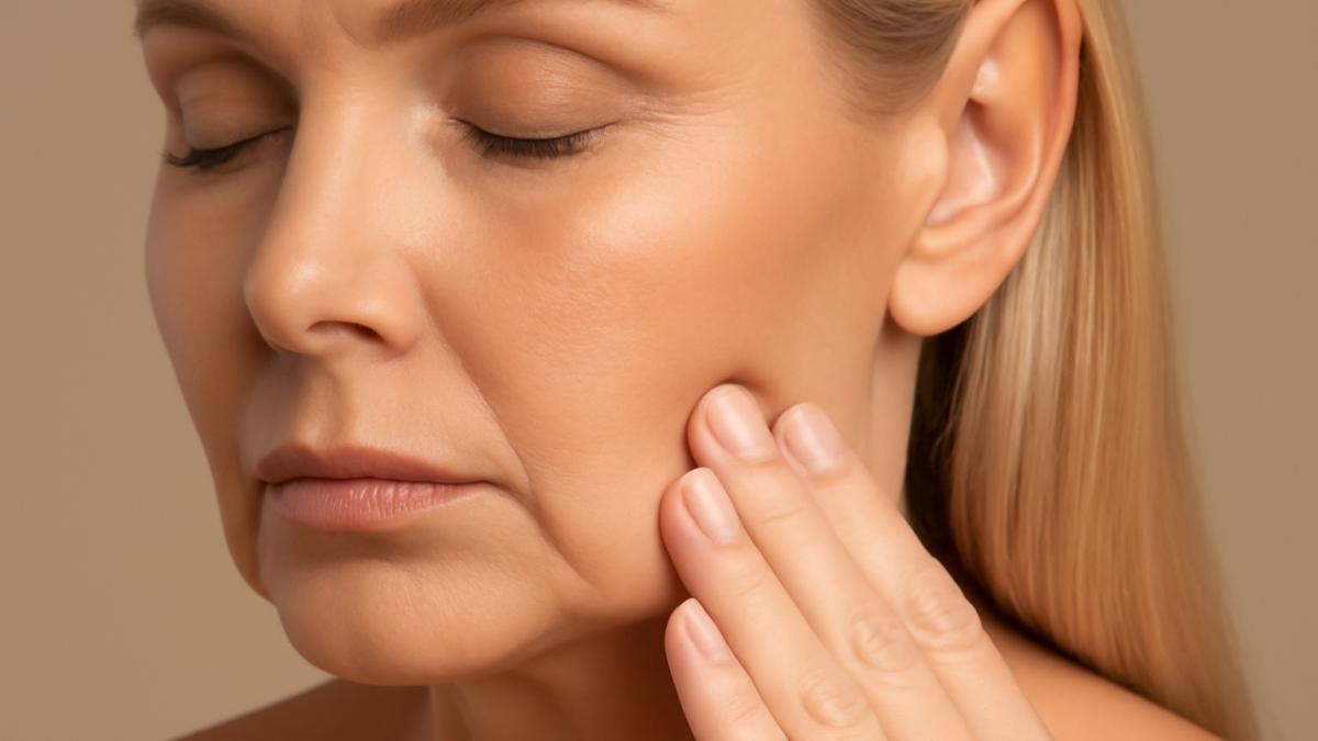 Женщина с брылями на лице