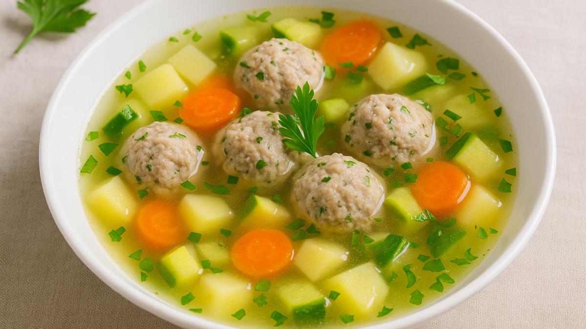 Быстрый суп с фрикадельками и овощами