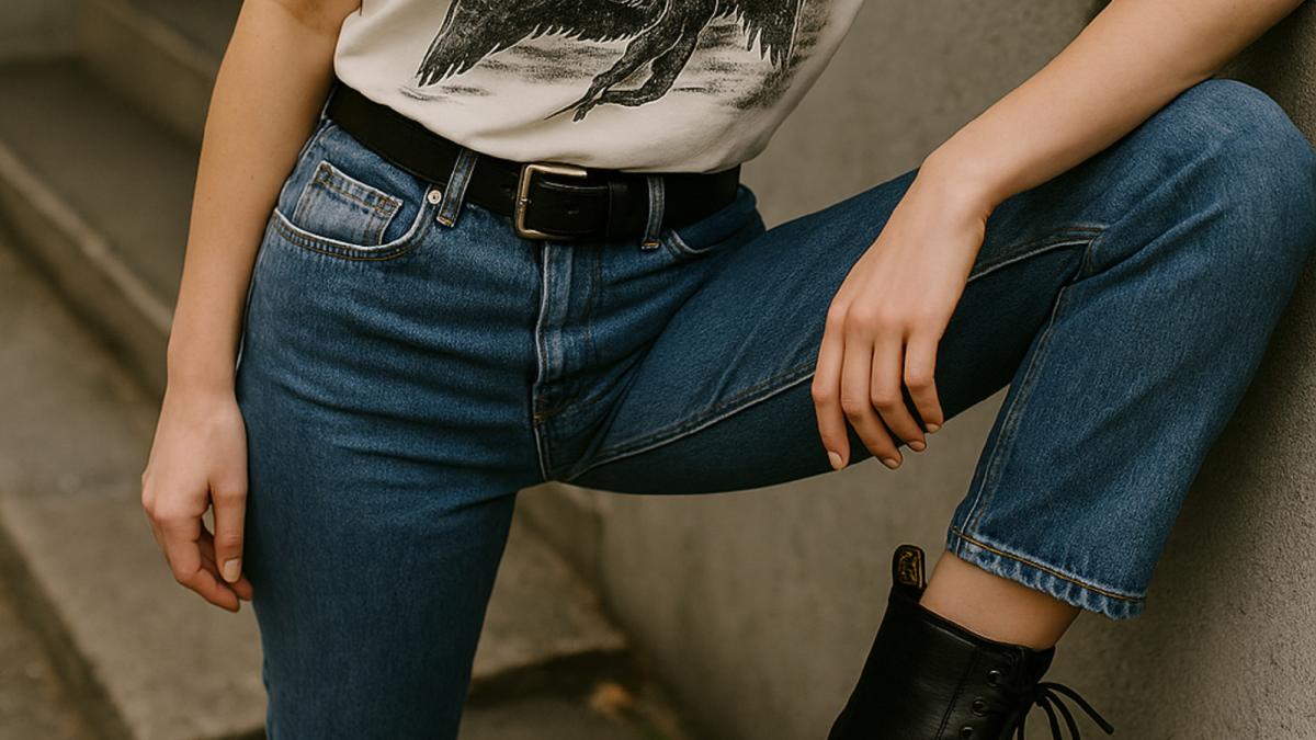 Девушка в джинсах и футболке