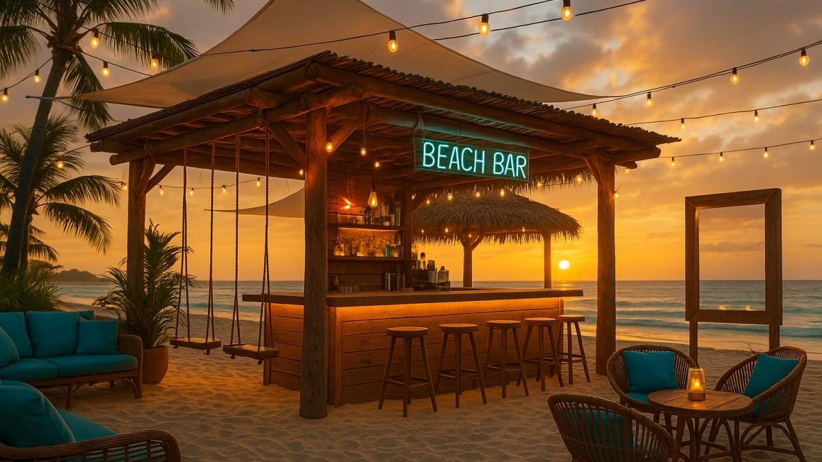 Пляжный бар на закате