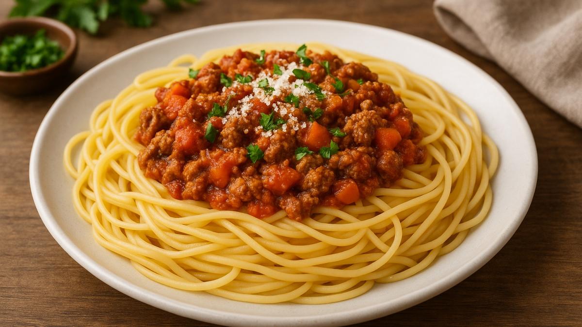 Макароны с мясным соусом