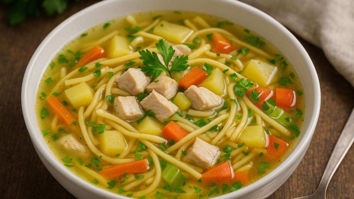 Куриный суп с лапшой и овощами