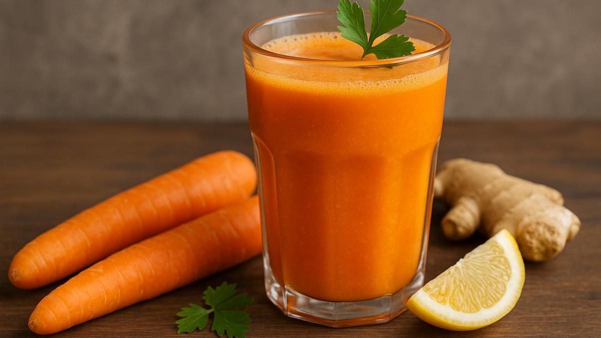 Домашний морковный сок с имбирём