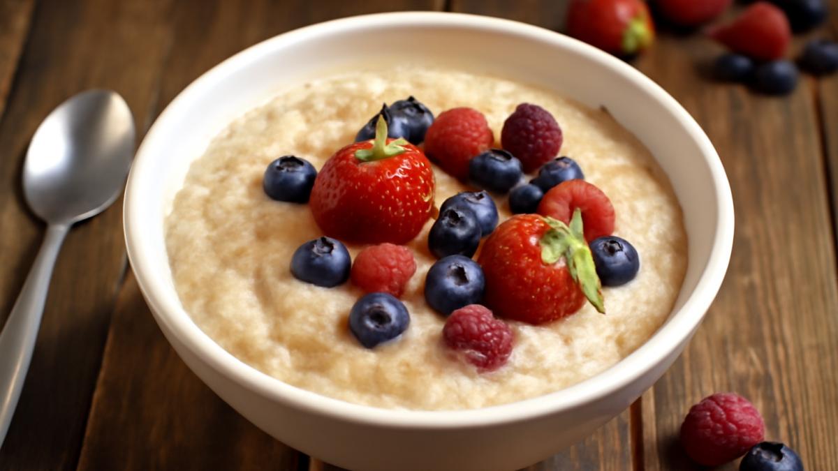 Каша из толокна с молоком и ягодами