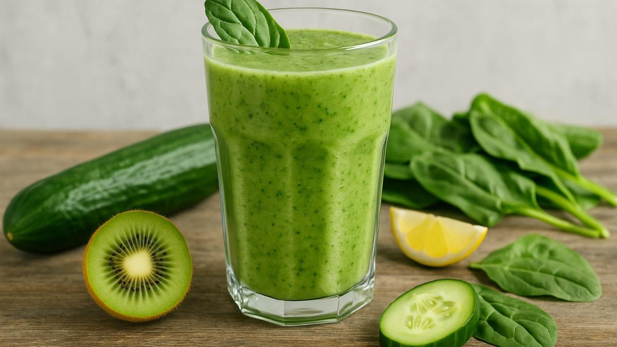 Смузи из огурца, киви и шпината