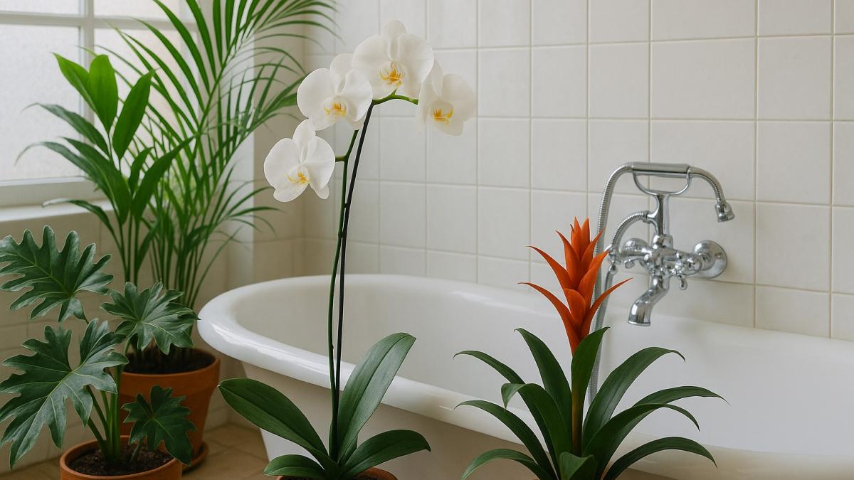 Цветы в ванной комнате