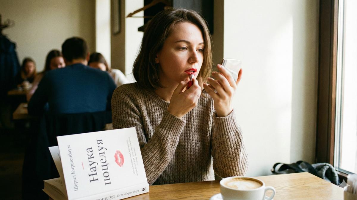 Девушка красит губы