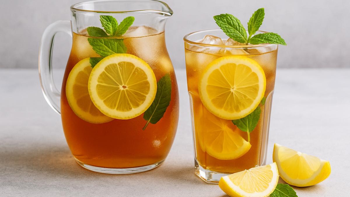 Холодный чай с мятой и лимоном