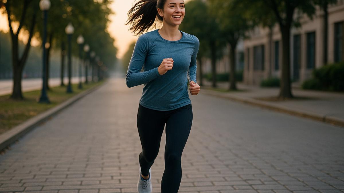 Утренняя пробежка по аллее на рассвете