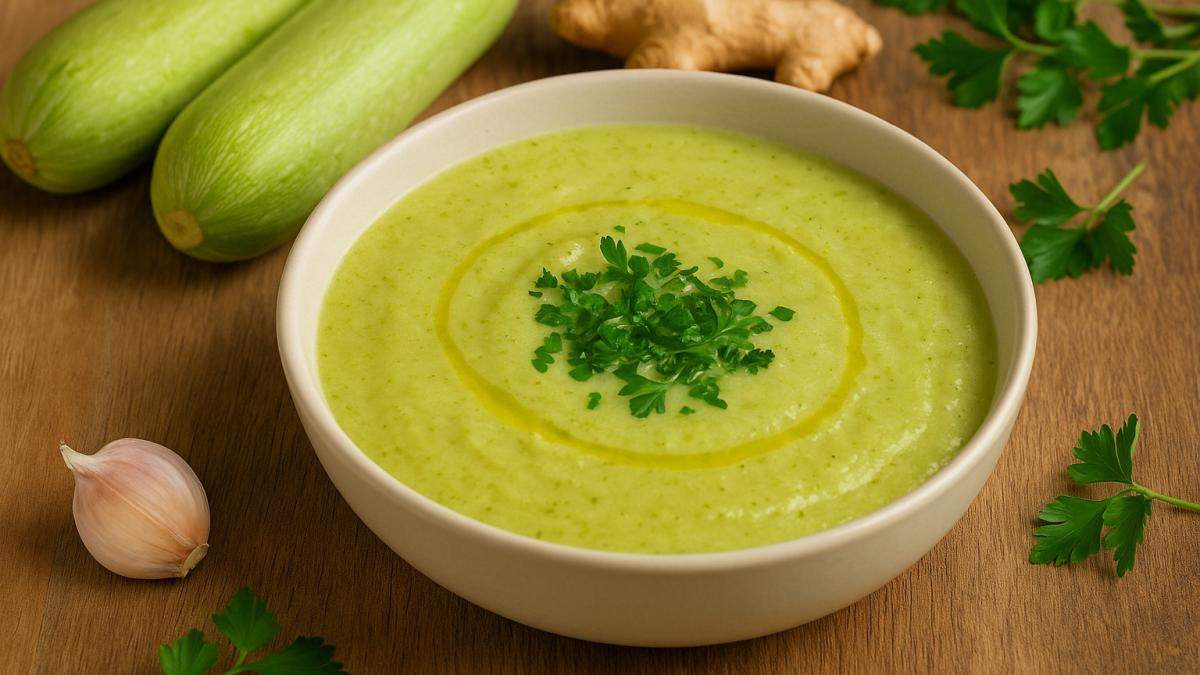 Кабачковый суп с имбирём и чесноком