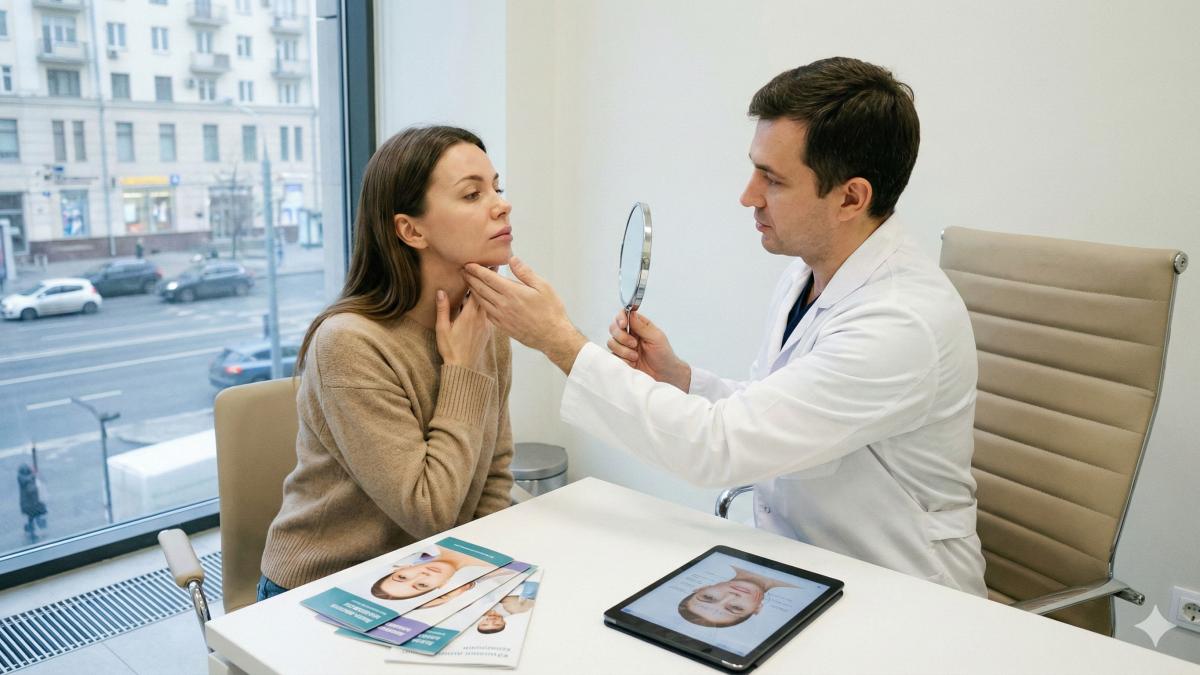 Женщина на приеме у пластического хирурга