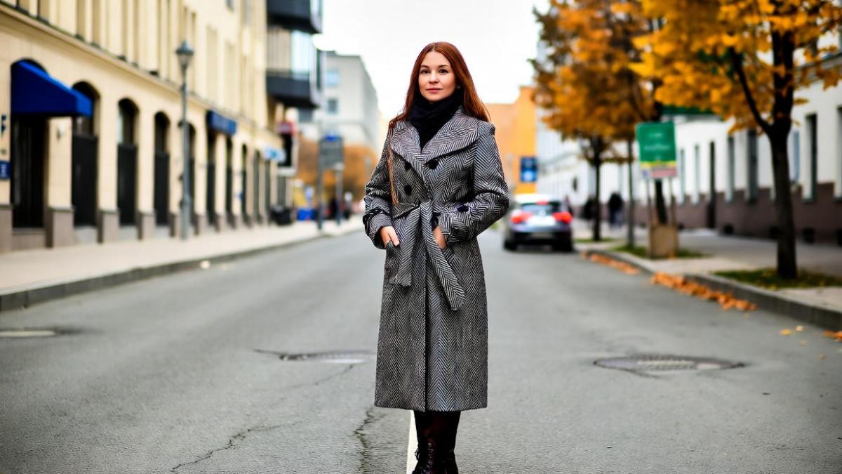 Девушка в пальто и сапогах