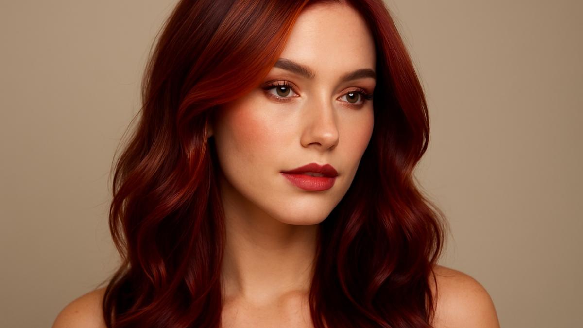 Девушка с медно-вишнёвым балаяжем