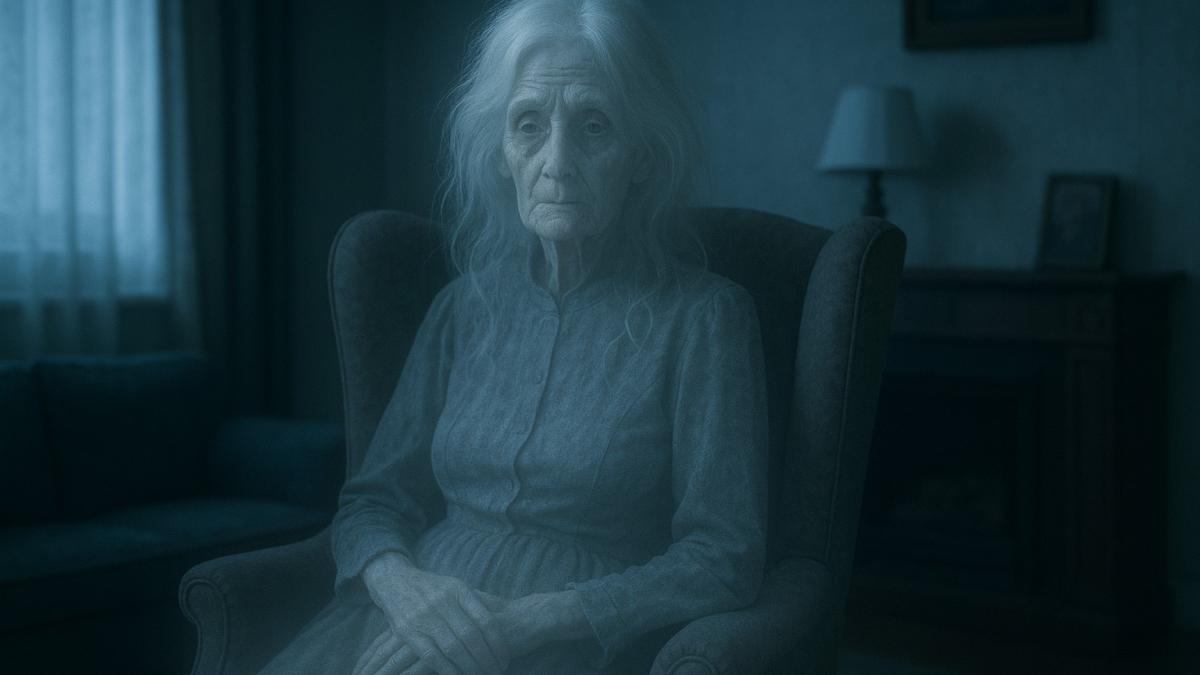 Полупрозрачный призрак старушки