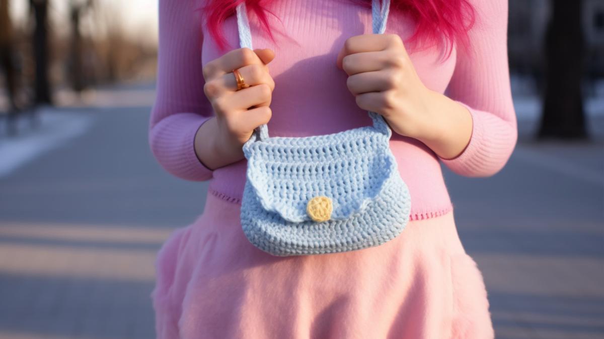 Девушка с вязаной сумкой