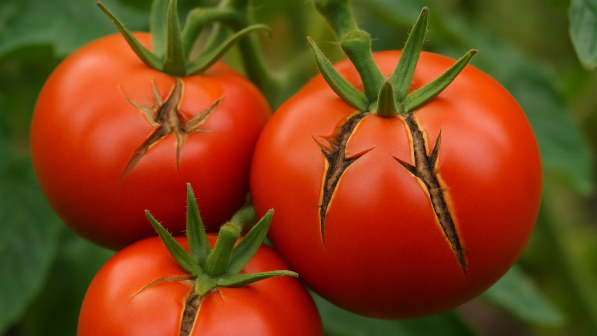 Треснувшие томаты на кусте