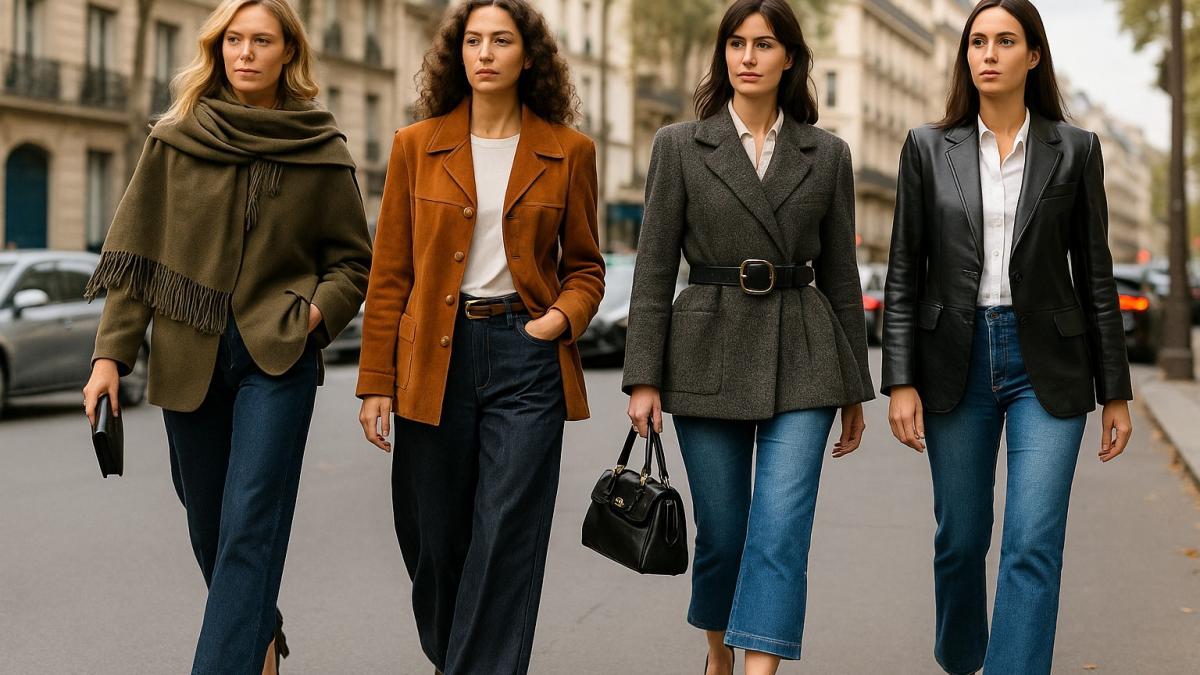 Сочетание пиджака и джинс