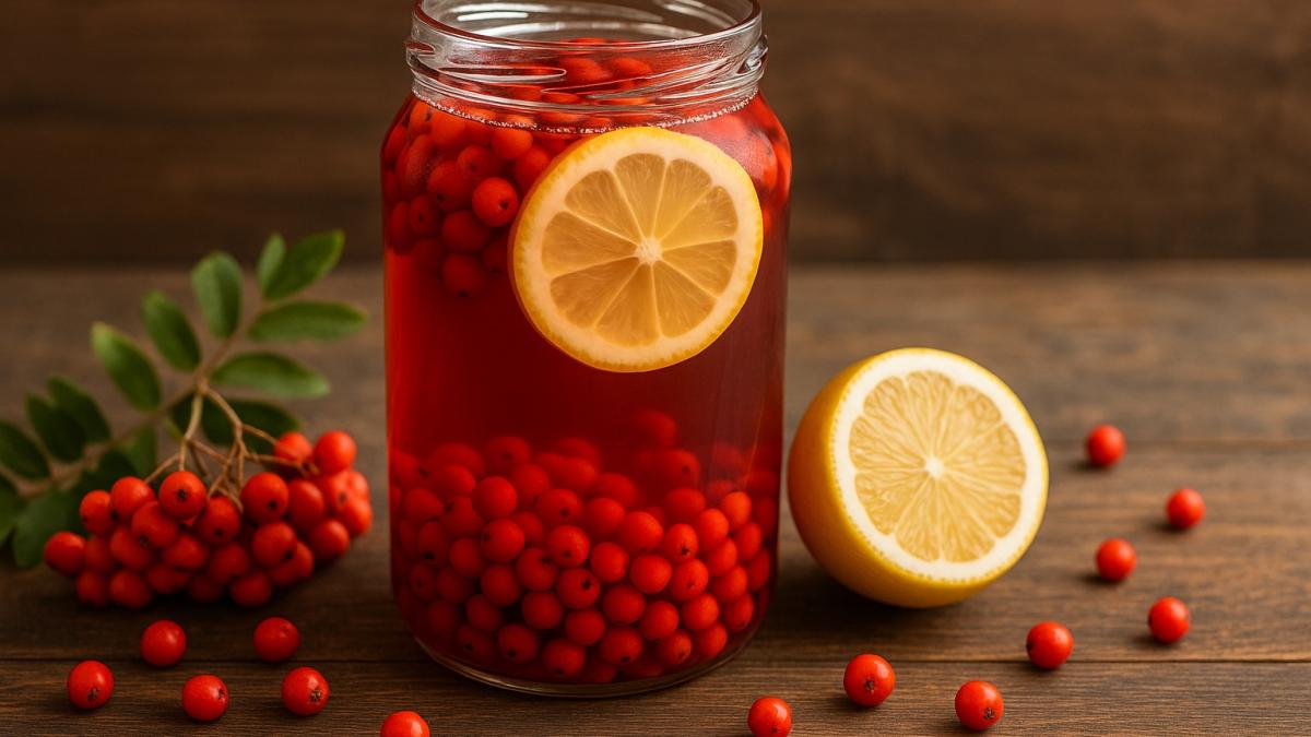 Рябиновый компот с лимоном