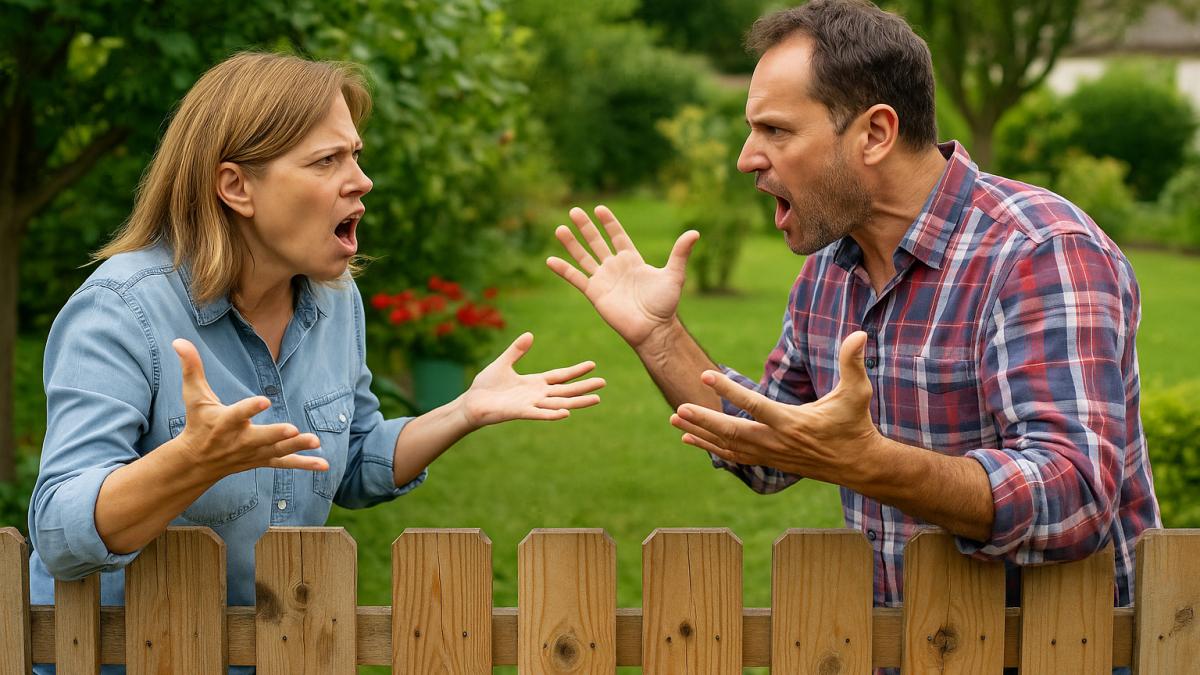 соседи ссорятся в саду