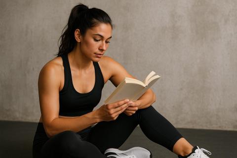 Спортивная девушка с книгой