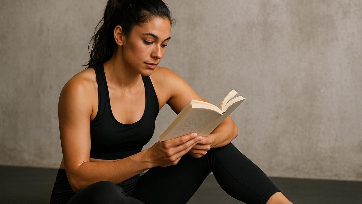Спортивная девушка с книгой