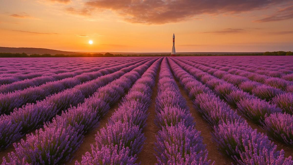 Лавандовое поле на закате