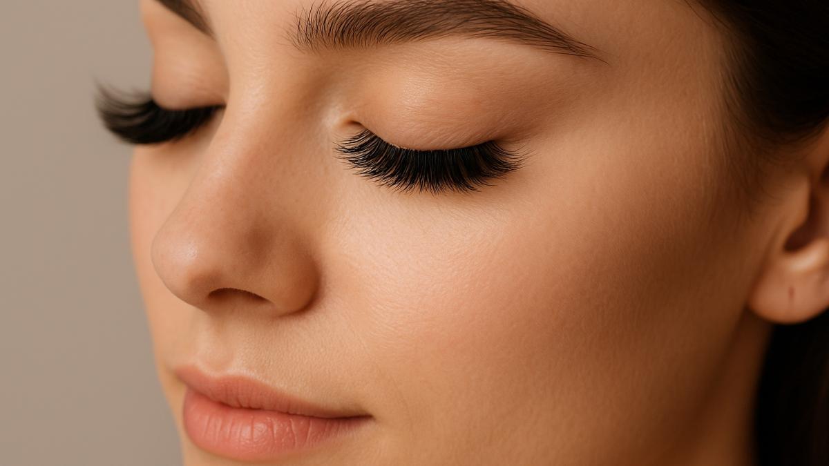 Наращенные ресницы крупным планом