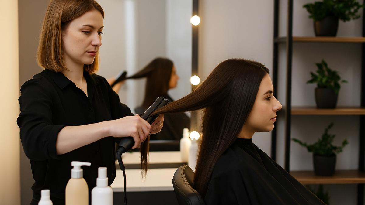 Выпрямление волос в салоне