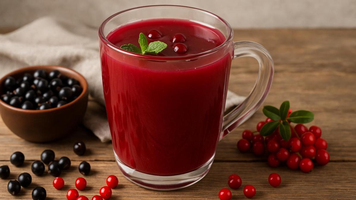 Кисель из черёмухи и брусники