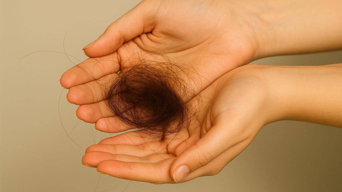 Выпавшие волосы на ладонях
