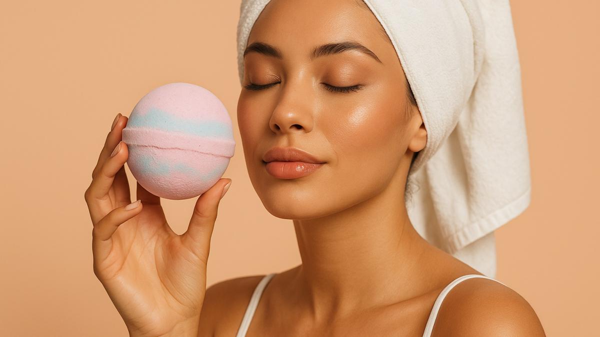 Девушка с бомбочкой для ванны