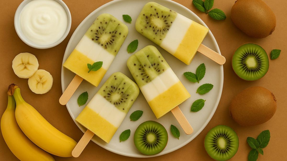 Фруктовое мороженое из банана, киви и йогурта