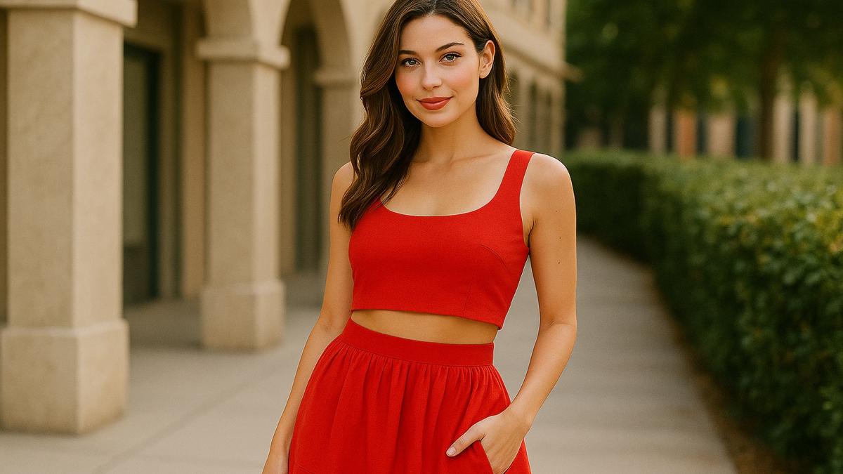 Девушка в красном комплекте