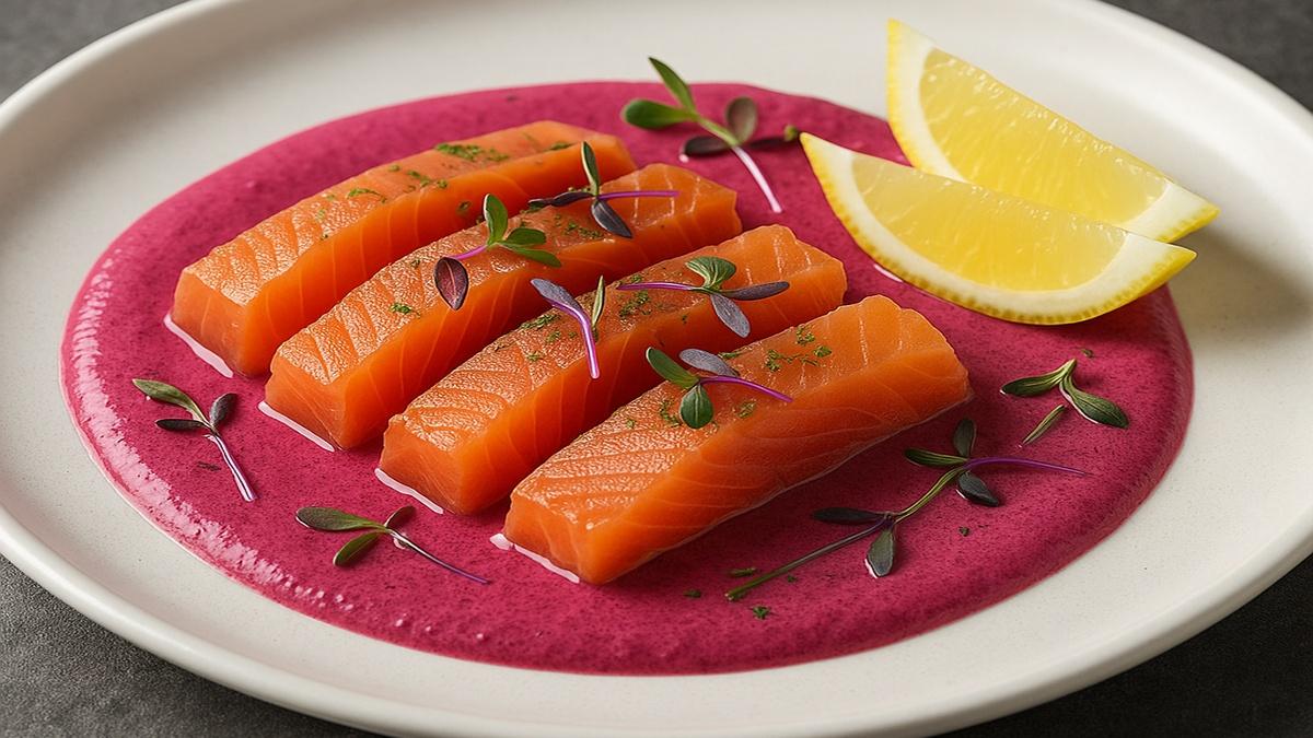 Закуска из кеты с соусом из иван-чая