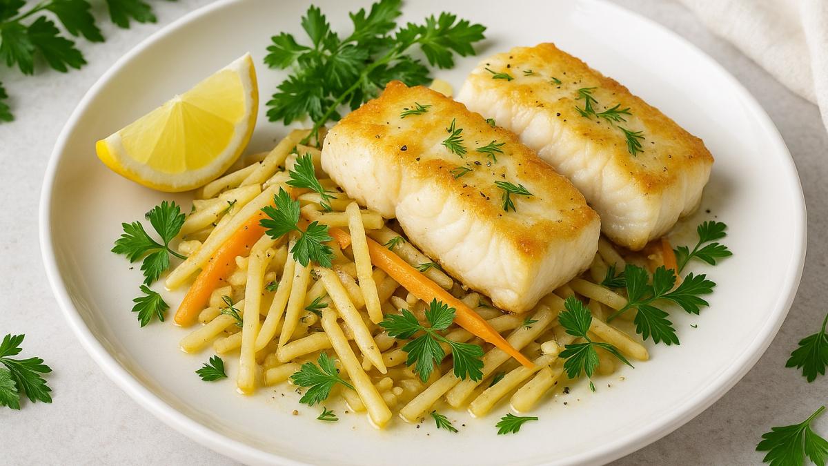 Жареная треска с корневыми травами