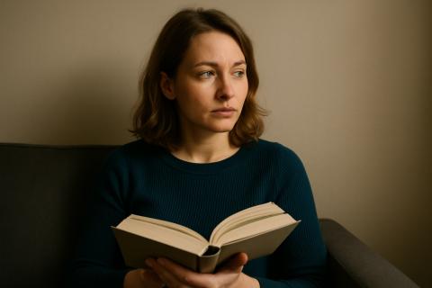 Человек с книгой и задумчивым взглядом